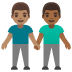 👨🏽‍🤝‍👨🏾 men holding hands: medium skin tone, medium-dark skin tone display on Google